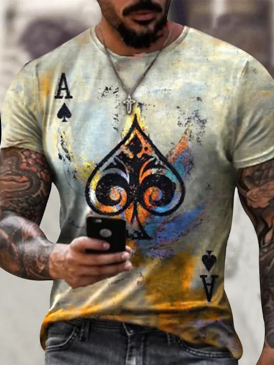 Men's T-Shirt 3D Print Short Sleeve Casual Tops