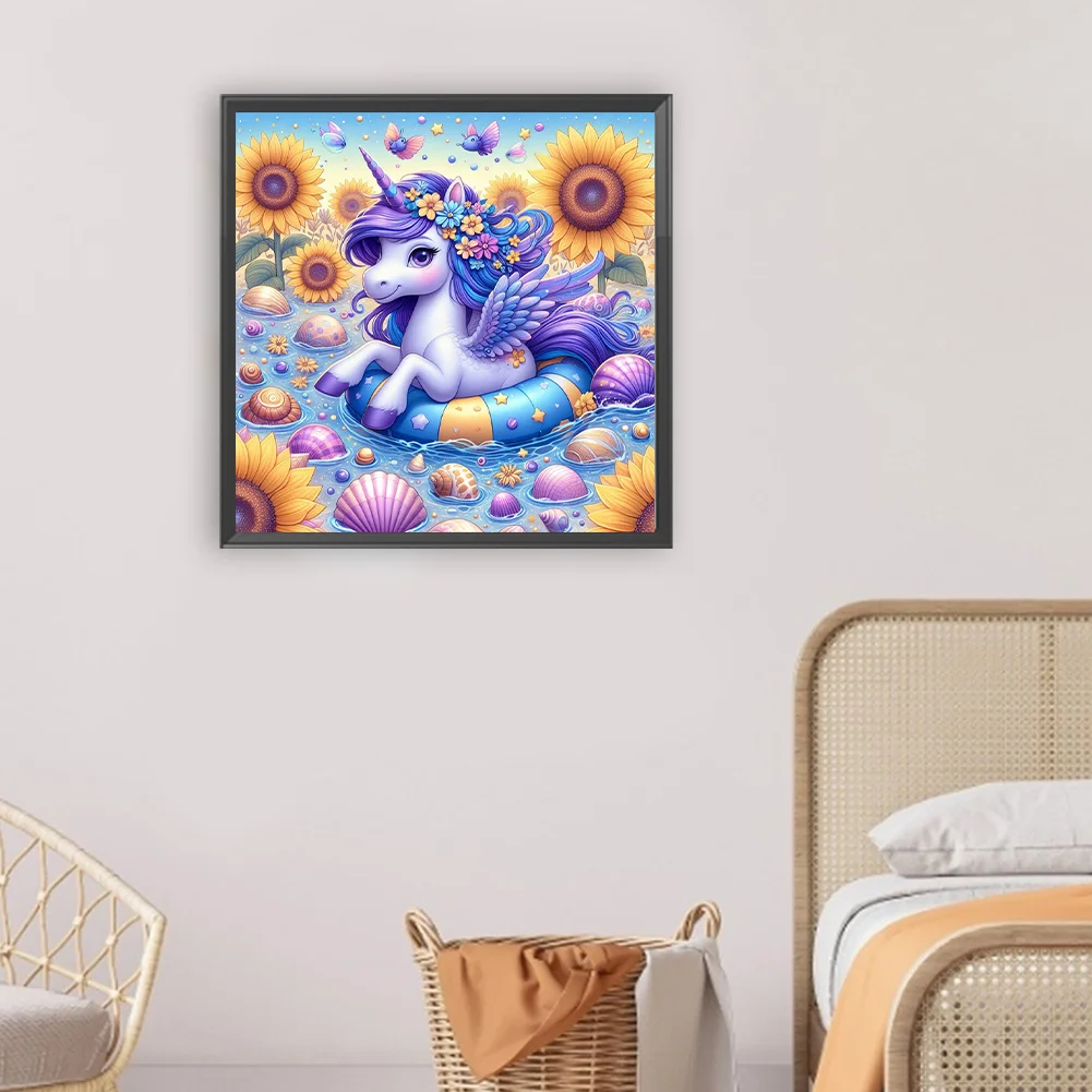 Diamond Painting - Full Round Drill - Sunflower Unicorn(Canvas|30*30cm)