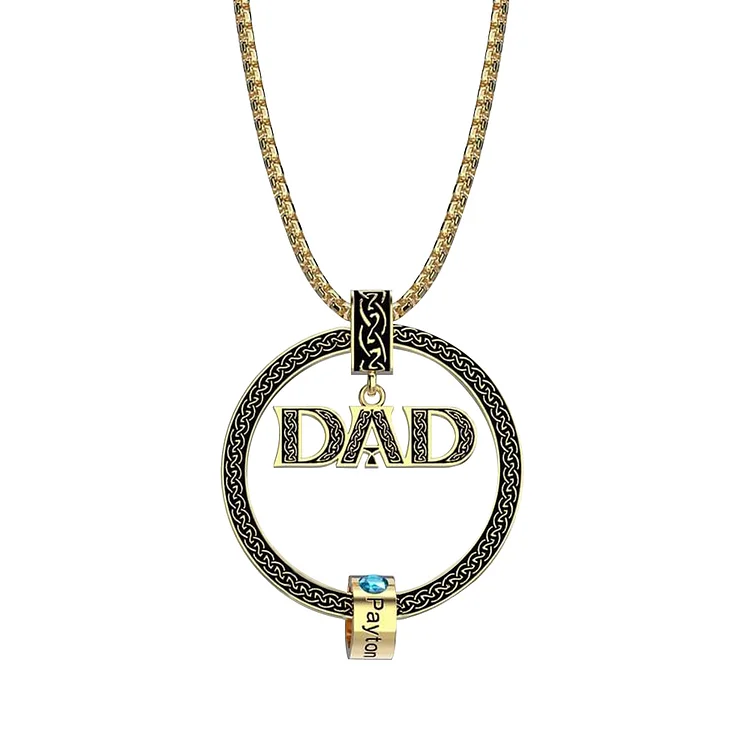Personalisierte 1 Name DAD Kreisanhänger Halskette mit 1 Geburtsstein Vatertagsgeschenk