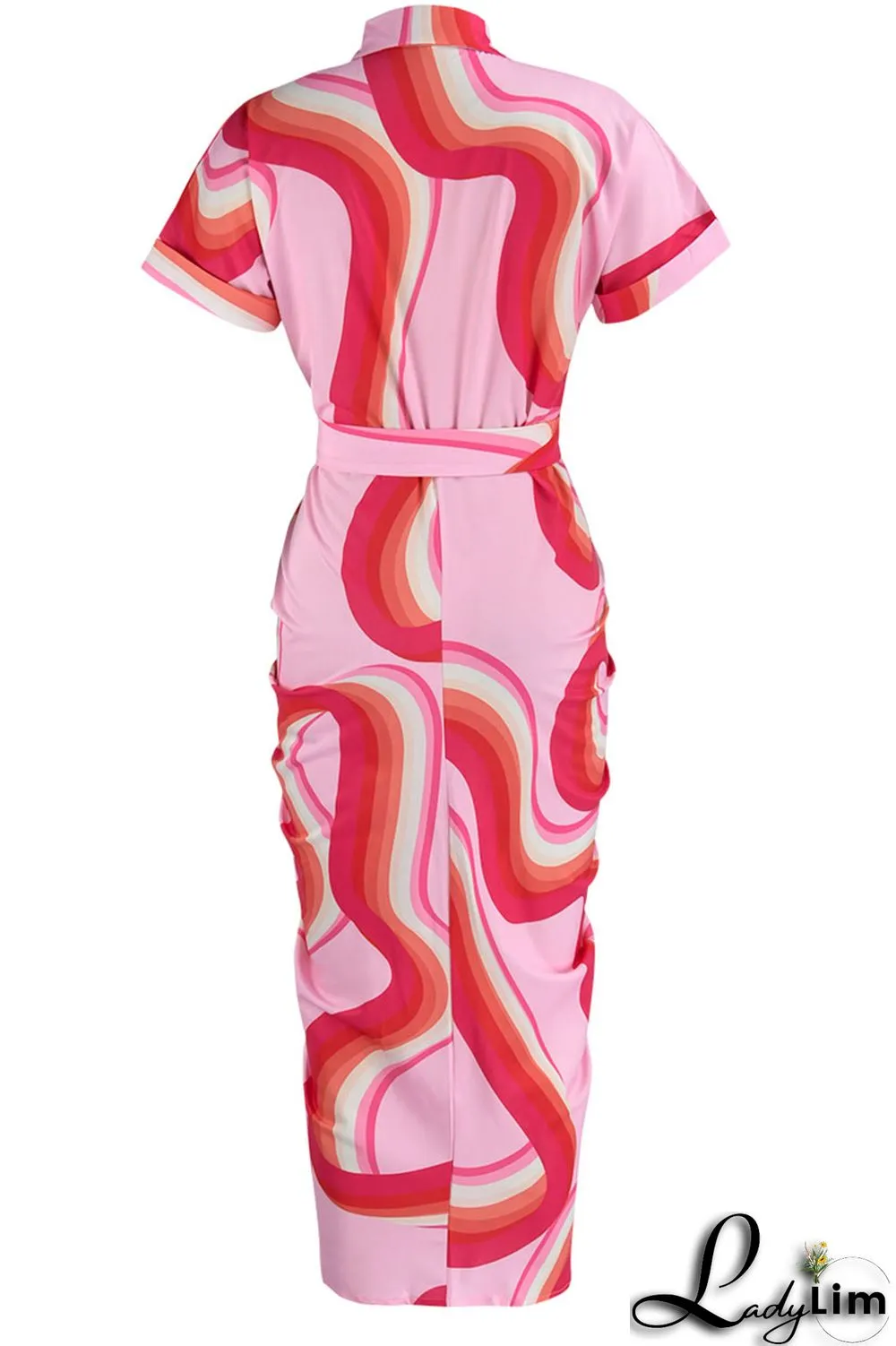 White Fashion Casual Print Bandage Patchwork Buckle Turndown Collar Shirt Dress Dresses