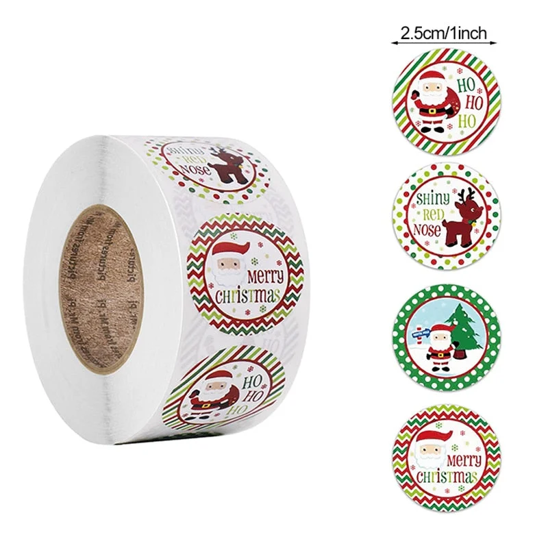 500pcs Merry Christmas Stickers Christmas Tree Elk Candy Bag Sealing Sticker Christmas Gifts Box Labels Decorations New Year