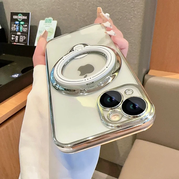 Clear Fashion Standing Holder Phone Case For iPhone 15 14 13 12 11 Pro Max Plus XR XS Max X For Magsafe Ring Cases Cover funda