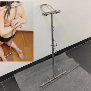 pornhint Pornhint Stainless Steel Forced Kneel Device Slave Bondage Gear Hand+Foot+Neck Restraint Kit