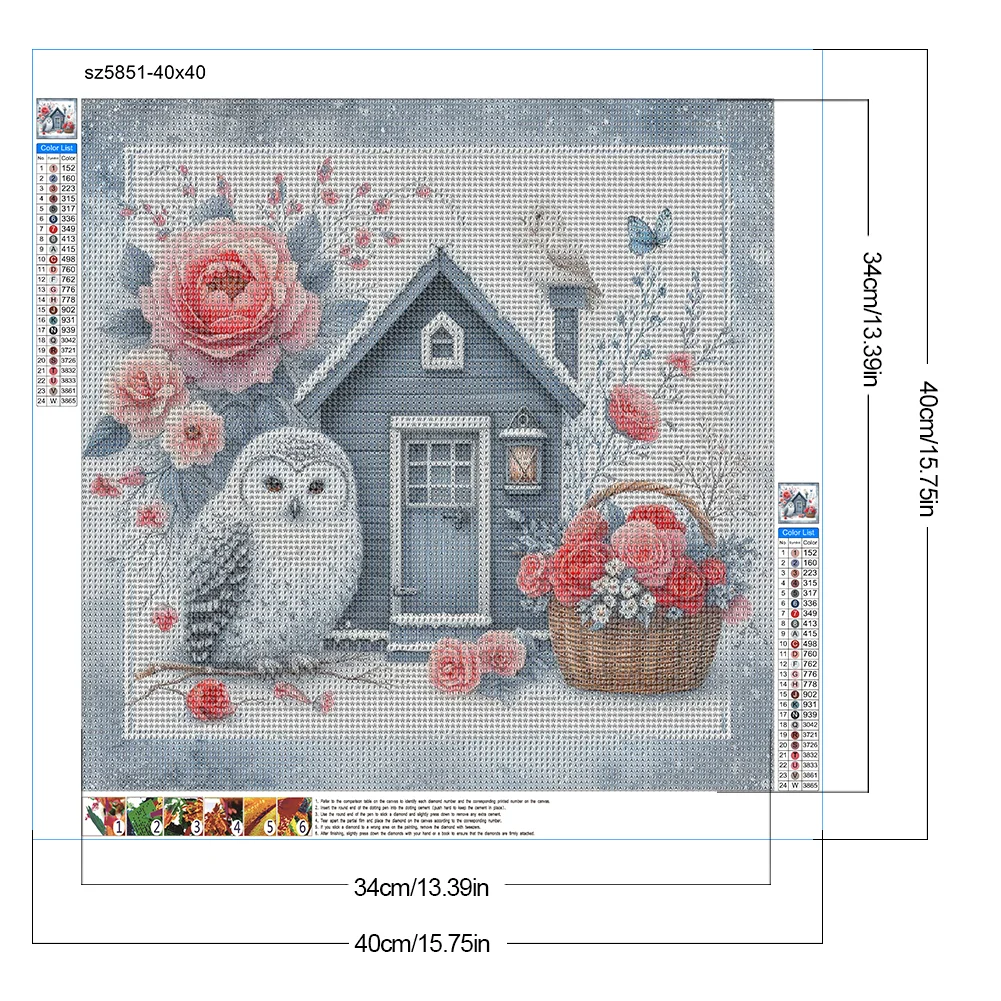 Diamond Painting - Full Round Drill - Owl Net(Canvas|40*40cm)