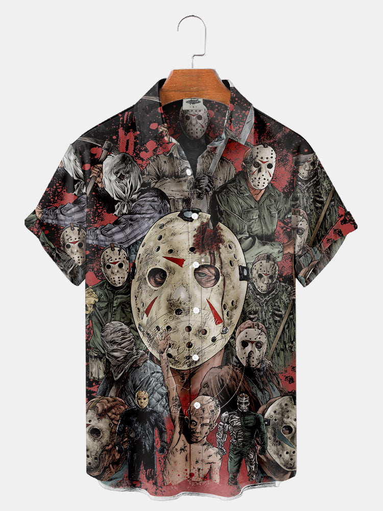 Men's Halloween Horror Character Print Shirt PLUSCLOTHESMAN