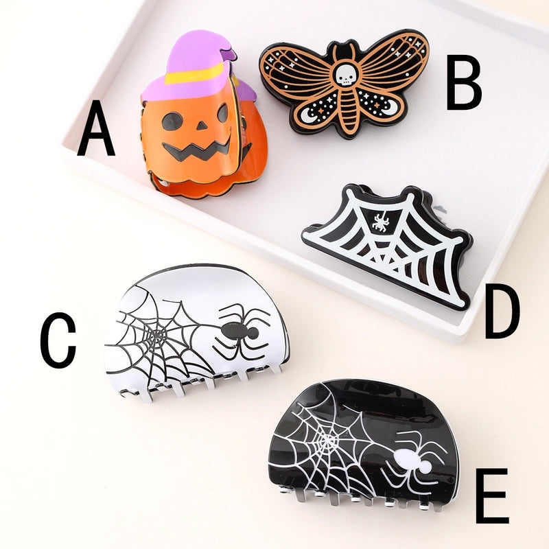 Halloween Cute Funny Women’s Pumpkin Spider Web Acetic Acid Sheets Stoving Varnish Hair Claws