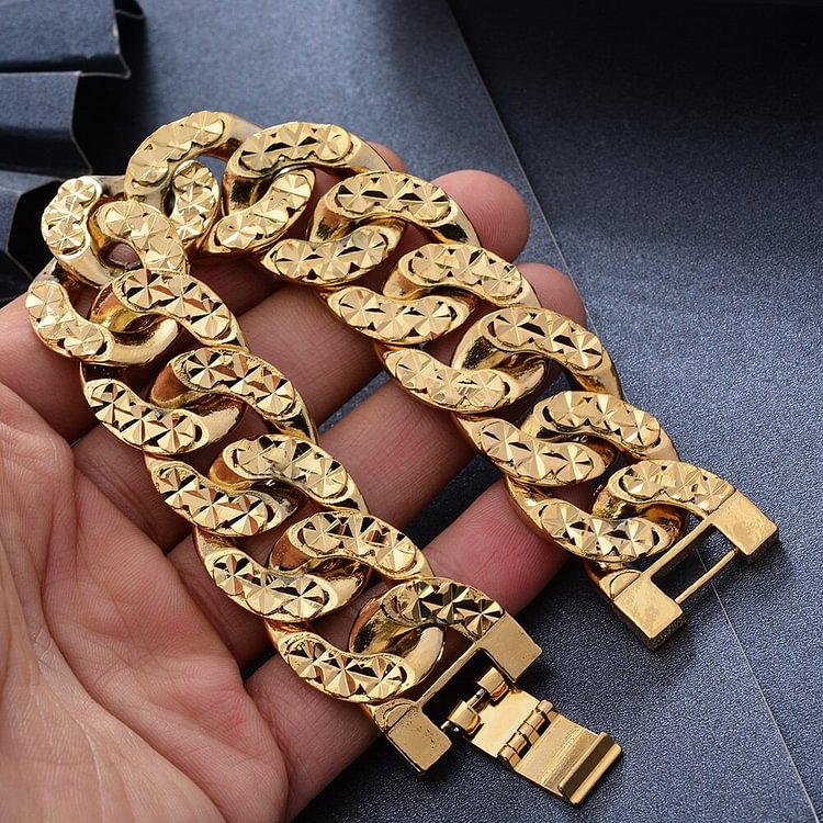 Luxury Mens Hand Chain Bracelets Male Bijoux Gold Color Chain Link Bangles Bracelet