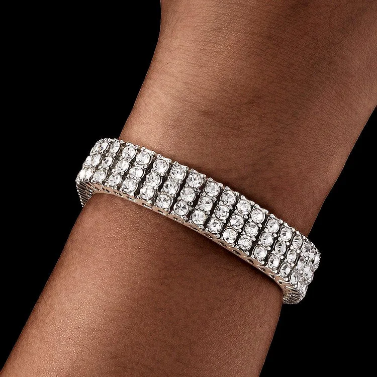 12MM 3 Line Iced Out Tennis Bracelet-VESSFUL