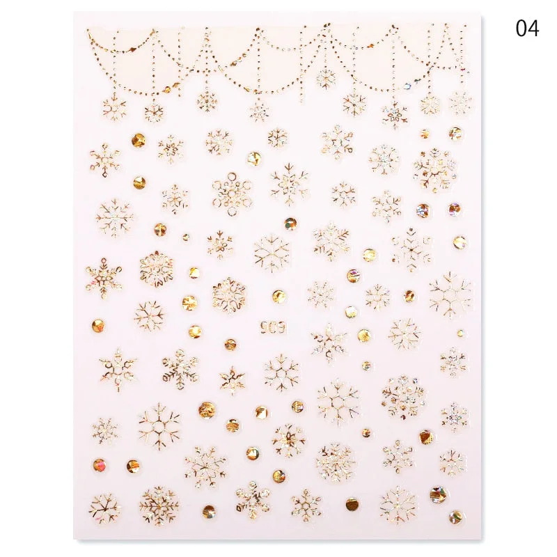 2021 NEW Christmas Slider Nail Art Water Decals Decoration Snowflake Nail Art Sticker DIY Manicures Water Transfer Foil Xmas Gif-Nail Inspo