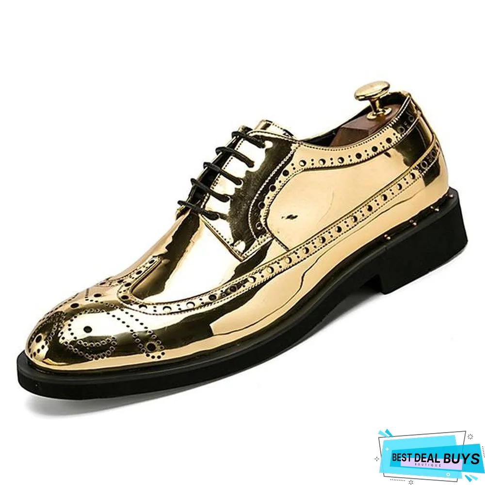 Men's Comfort Shoes Patent Leather Fall Oxfords Black / Gold / Silver / Outdoor