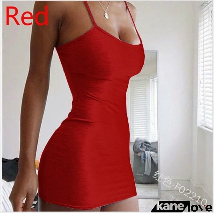 Women Summer Sexy Basic Solid Color Sleeveless Mini Bodycon Dress