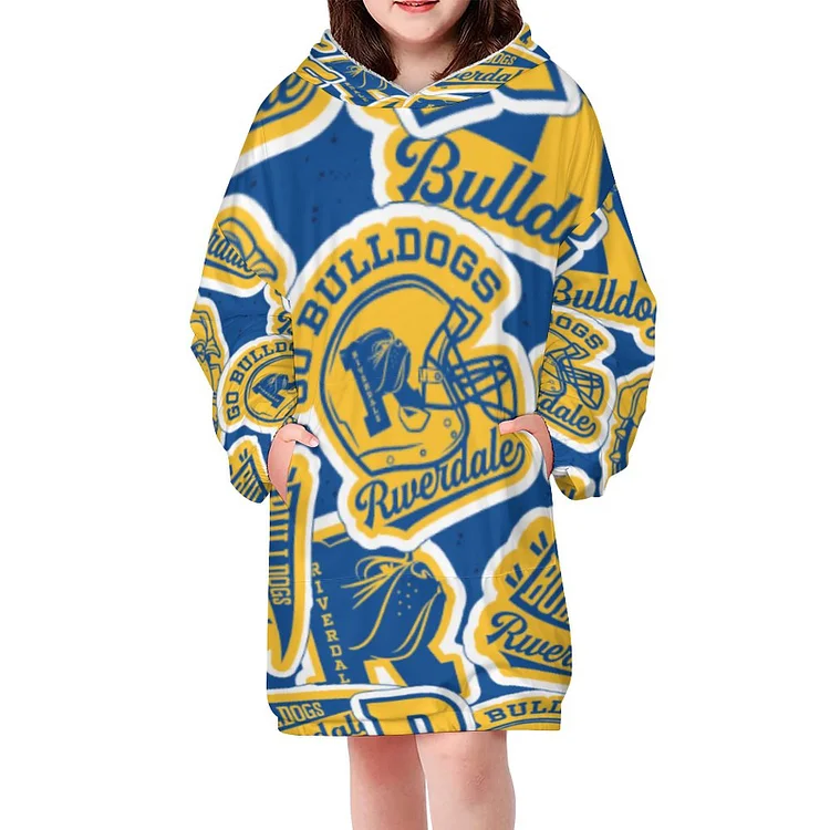Yellow Riverdale Football And Cheer Boys and Girls Oversized Sherpa Hooded Blanket Winter Sweatshirt TV-Blanket - Heather Prints Shirts