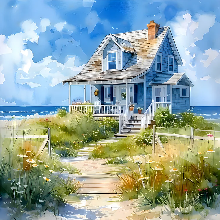 Seaside Cottage 30*30CM (Canvas) Full Round Drill Diamond Painting gbfke