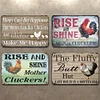 4PCS Rise and Shine with Fluffy Butt Chicken - Vintage Metal Signs Set - 20*30cm/30*40cm - Warning&Farm