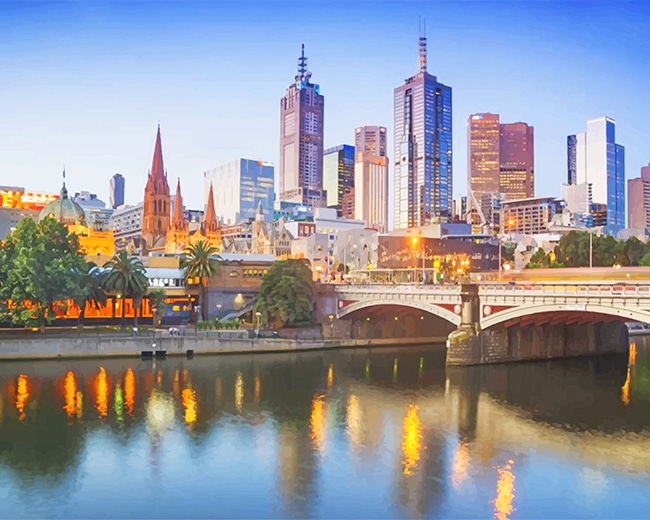 

Melbourne City River – Paint By Numbers - 40*50CM, 501 Original