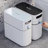 Trash Can Narrow Garbage Container Bin with Press Type Lid for Bathroom Kitchen