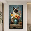 Siamese Cat Flowers-11CT Stamped Cross Stitch 40*70cm(Big Size) tapestrymarket