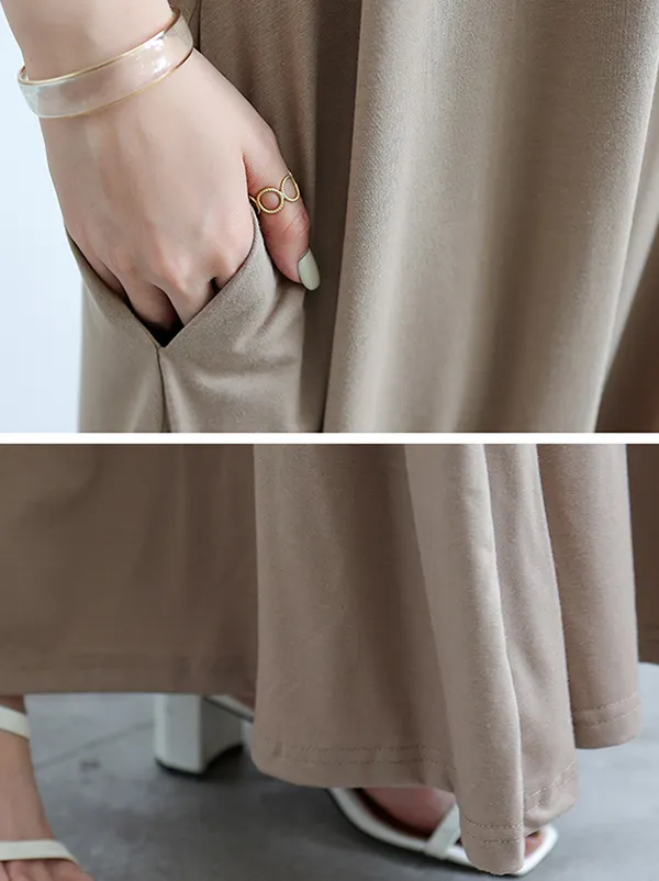 Loose Sleeveless Pleated Solid Color Round-Neck Maxi Dresses