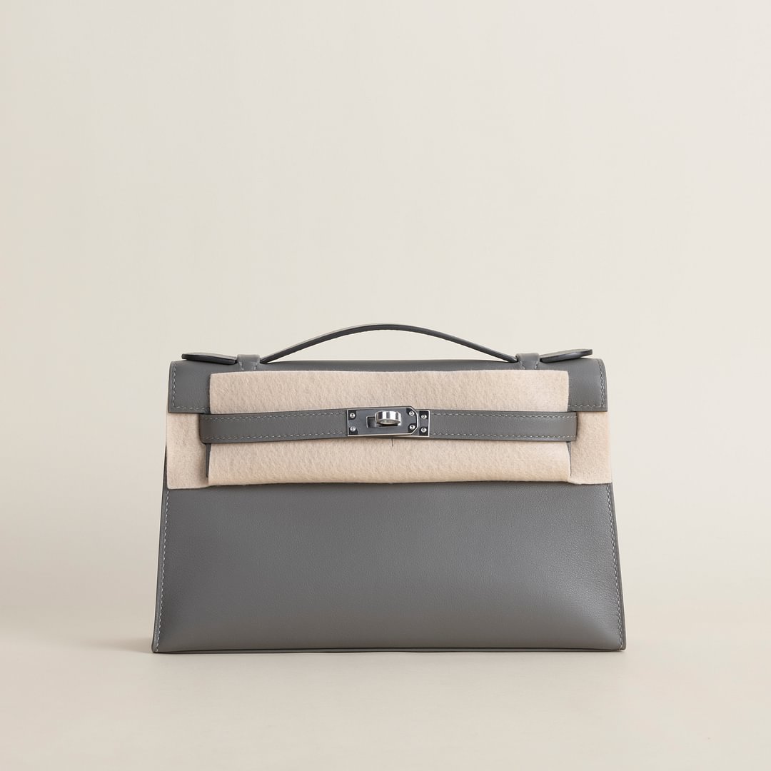 Kelly pochette Swift 0L Gris Mayer PHW