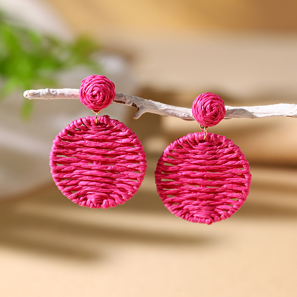 Women's Holiday Bohemian Style Raffia Hand-woven Earrings