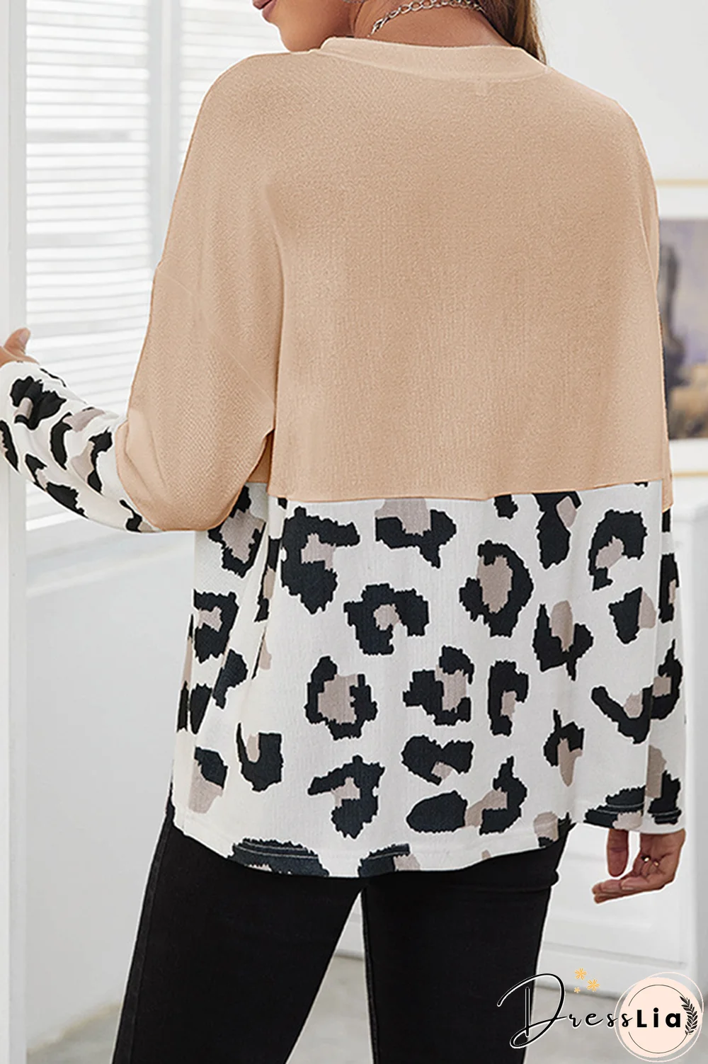 Casual Print Split Joint O Neck Tops