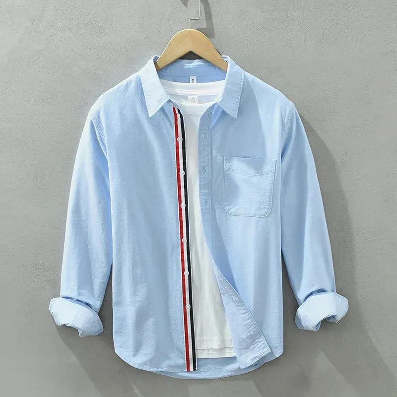 Men's Lightweight Linen Shirt &ndash; Breathable Smart Casual Button-Up &ndash; Blue