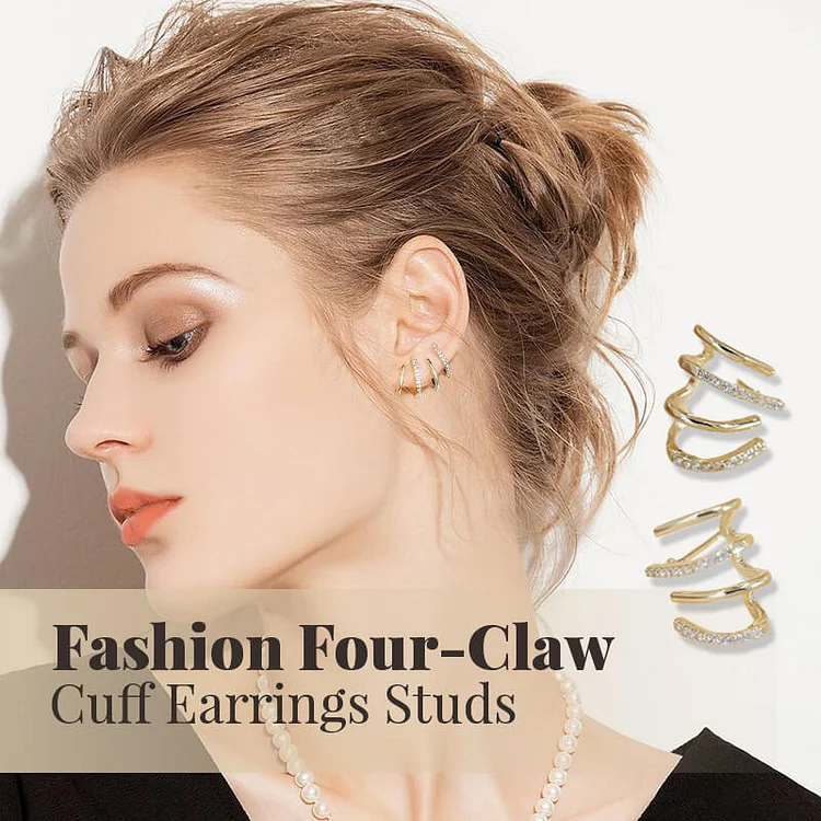Fashion Four-Claw Cuff Earrings Studs