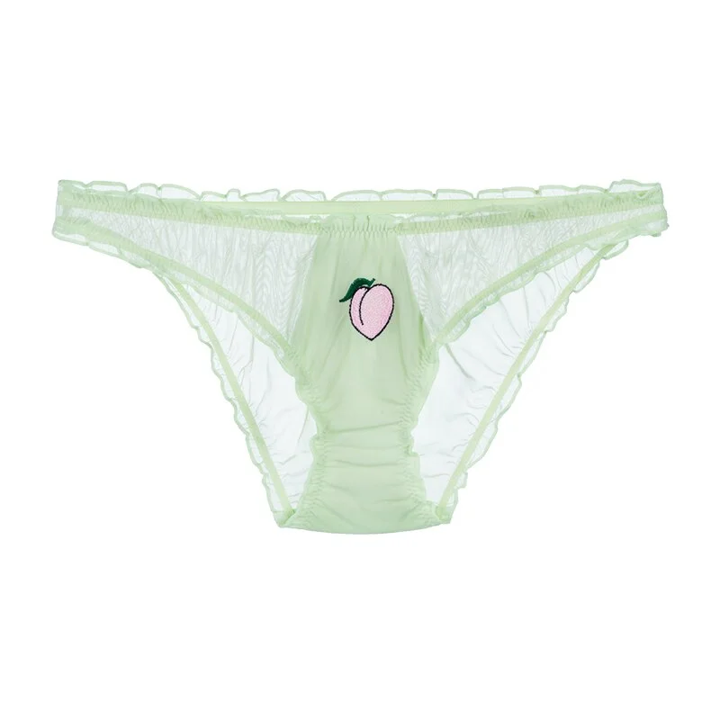 Women Sexy Lace Lingerie Temptation Low-waist Transparent Panties Fashion Female Fruit Embroidery Briefs Sweet Underwear 1/2PCS