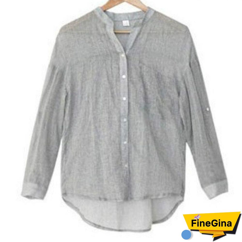 Casual Loose Womens Tops and Blouses Harajuku Plus Size Top White Blouse Shirt Sun Protection Cotton Linen V Neck Shirts Blusas