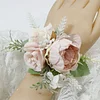 10PCS Wedding Catering Bridal Groom Guests Corsage Boutonniere Wrist Artificial Peony Flower Bouquets