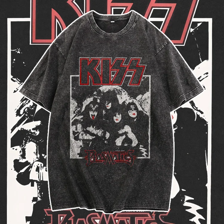 Davidhawaii100% Cotton Casual Men's Attractive Vintage Rock Band Street T-Shirt - 100% Cotton