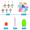 6PCS Diamond Painting Double Sided Cross Keychains Christmas Decoration Gift