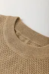 Women's Straw Yellow Brushed Cashmere Round Neck Casual Fitted Sweater