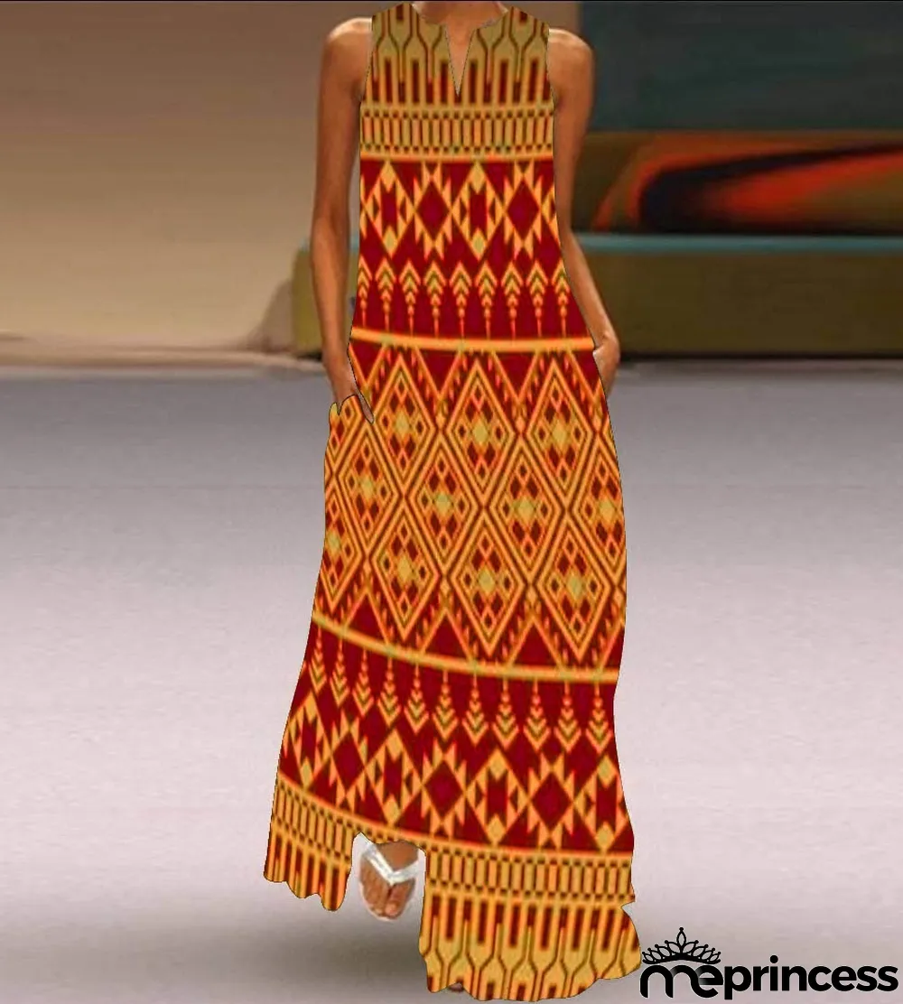 Summer women's sleeveless dress v-neck printed face dress