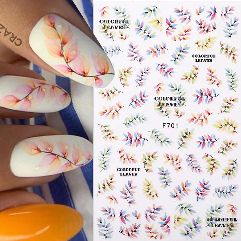 1 Pc 3D Nail Sticker Flower Leaves Slider Transfer Nail Stickers For Manicures Nail Art DIY Transfer Sticker Nail Art Decoration