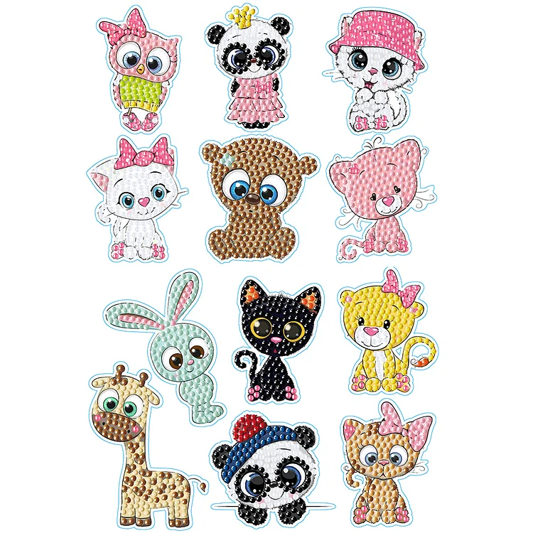 【Free Sticker】2pcs Diamond Mosaic Sticker Art Crafts Animal DIY Cartoon Stickers Children Gift gbfke
