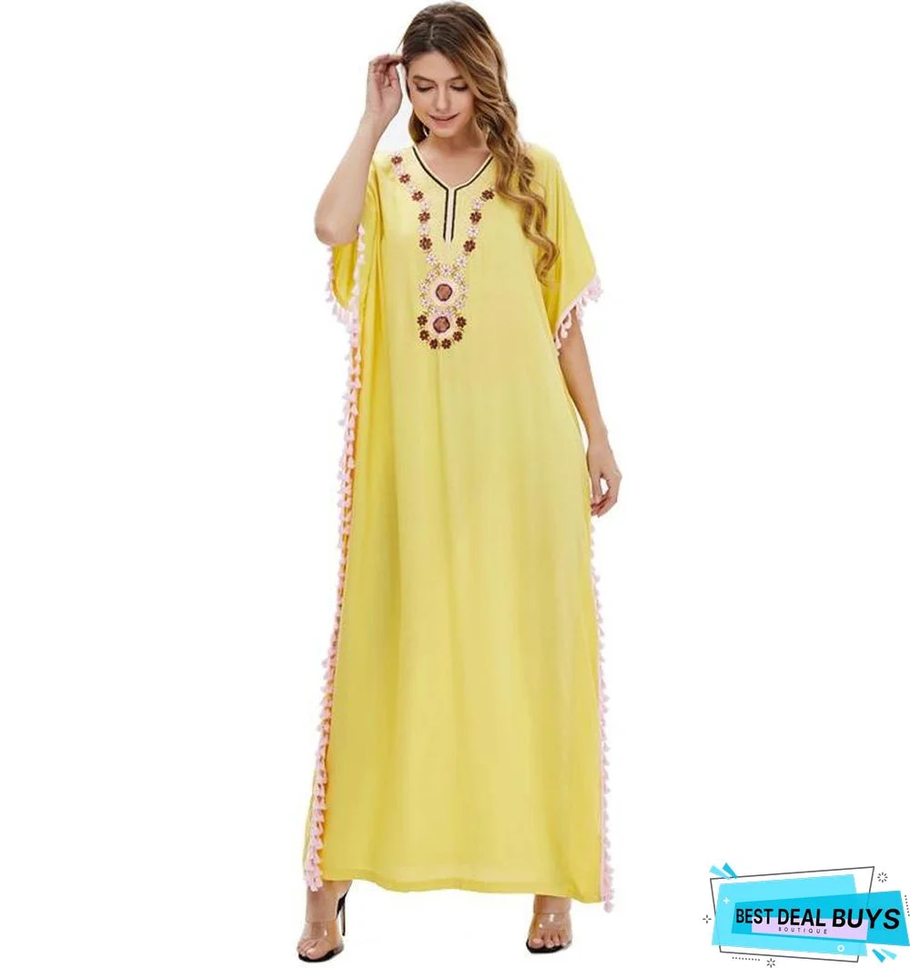 Women's Dress Print Large Size Loose Big Pendulum Black Dresses