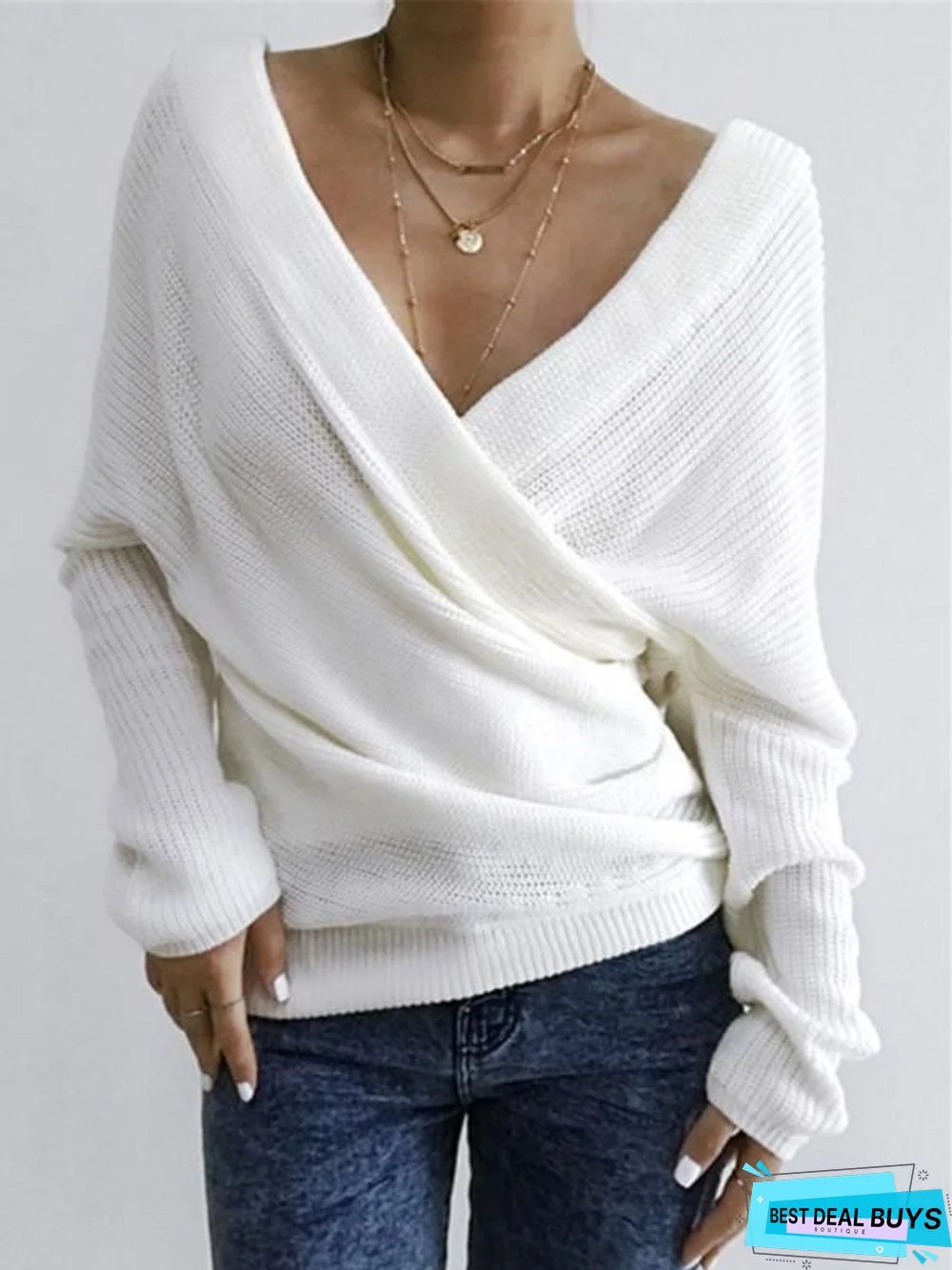 Women Casual Tops Tunic V Neck Sweater