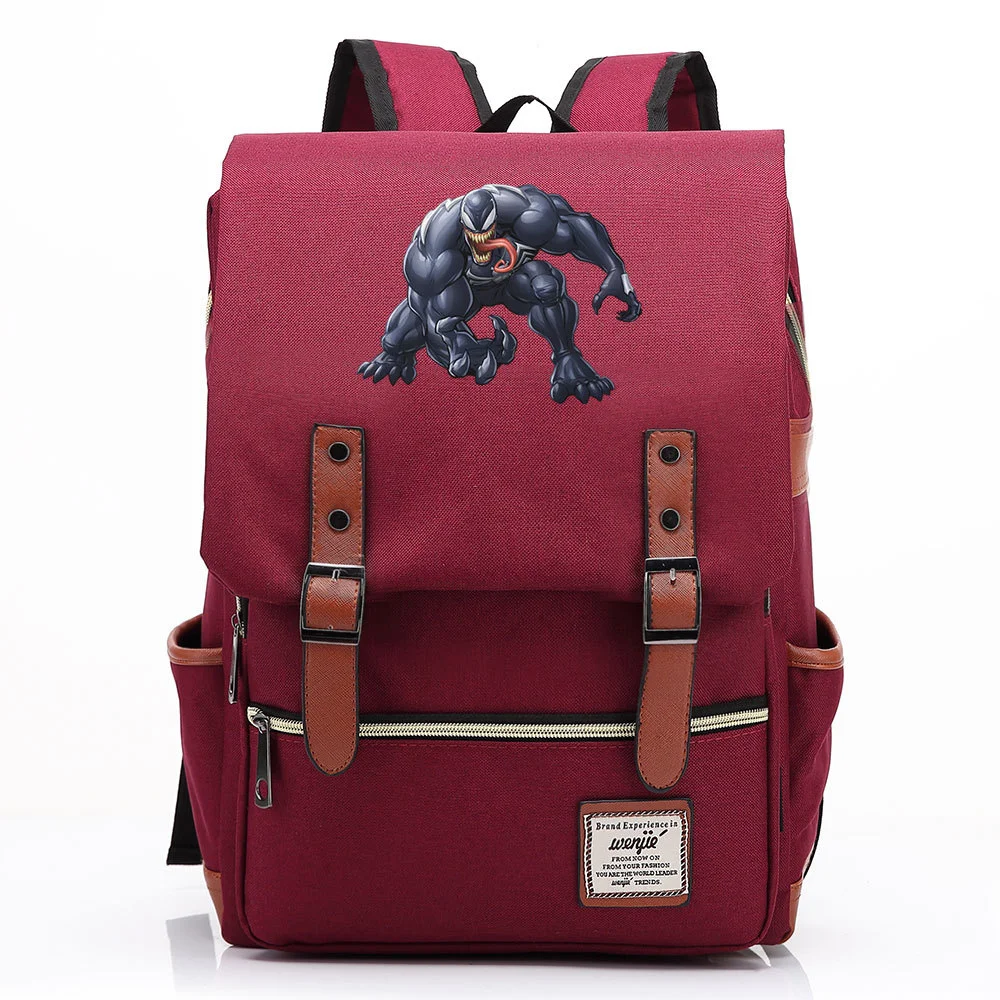 Venom Square Backpack with Belt Buckle and Laptop Compartment - Perfect for Students