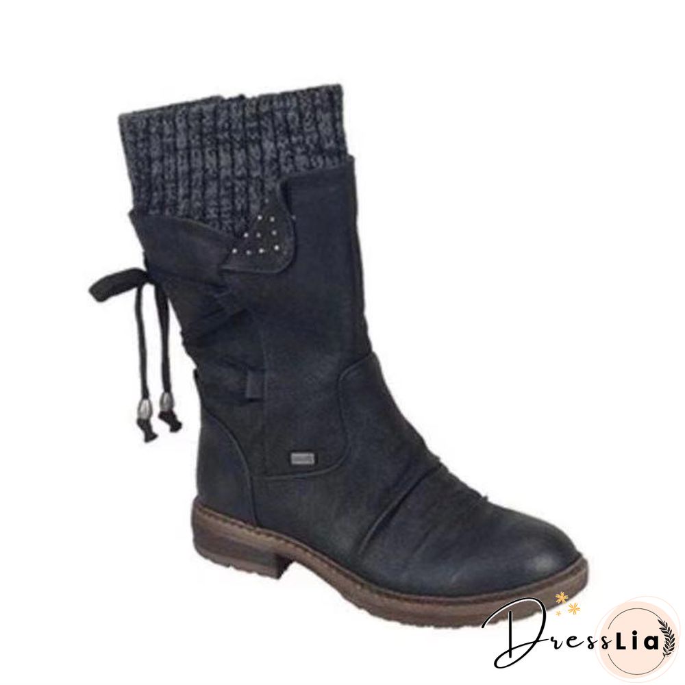 Joint Knit Suede Round Head Shoes