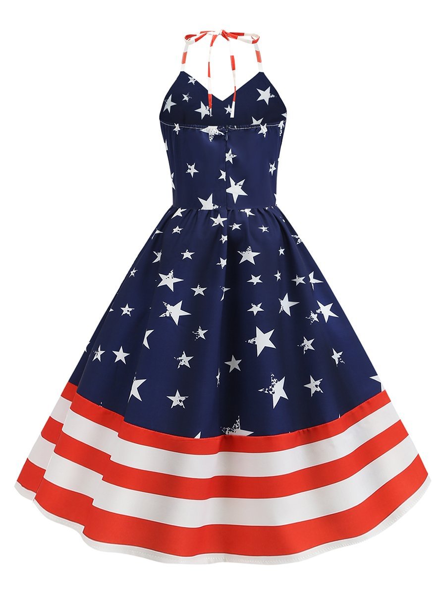 American Flag Dress Halter 1950s Dress