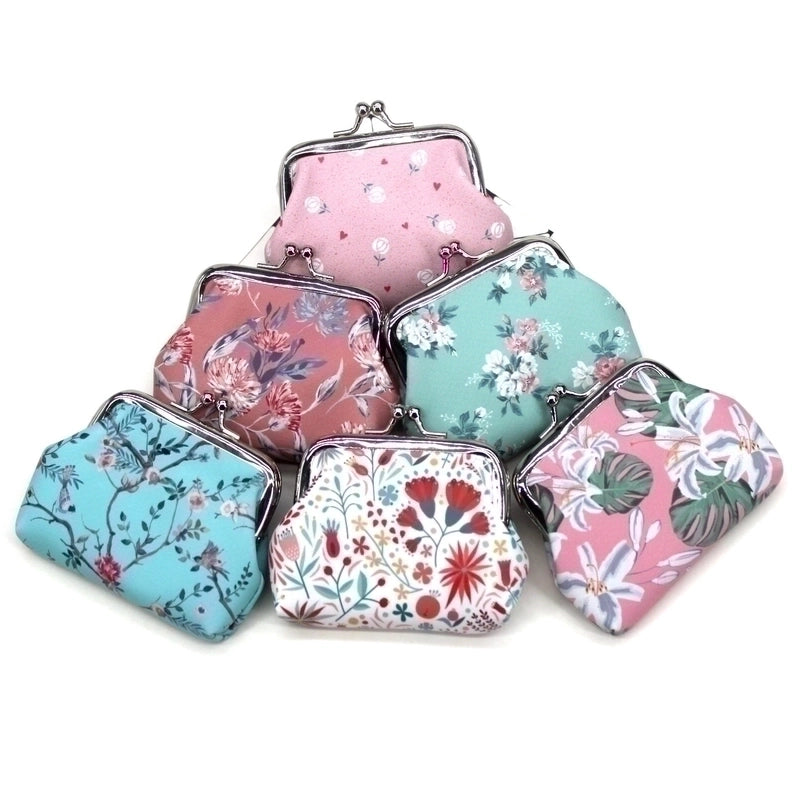 Women’s Flower Pu Leather Buckle Coin Purses