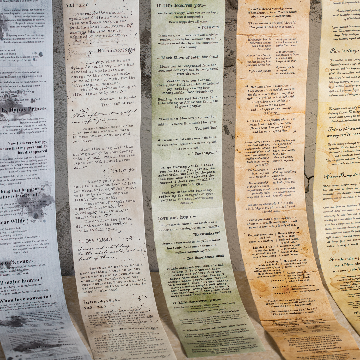 와시 테이프 - 90mm*200cm 마스터 원고 시리즈 빈티지 영어 시