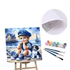 (US Local)Paint By Numbers Kit On Canvas DIY Oil Art Seaside Boy and Dog Picture Home Decor40x40cm
