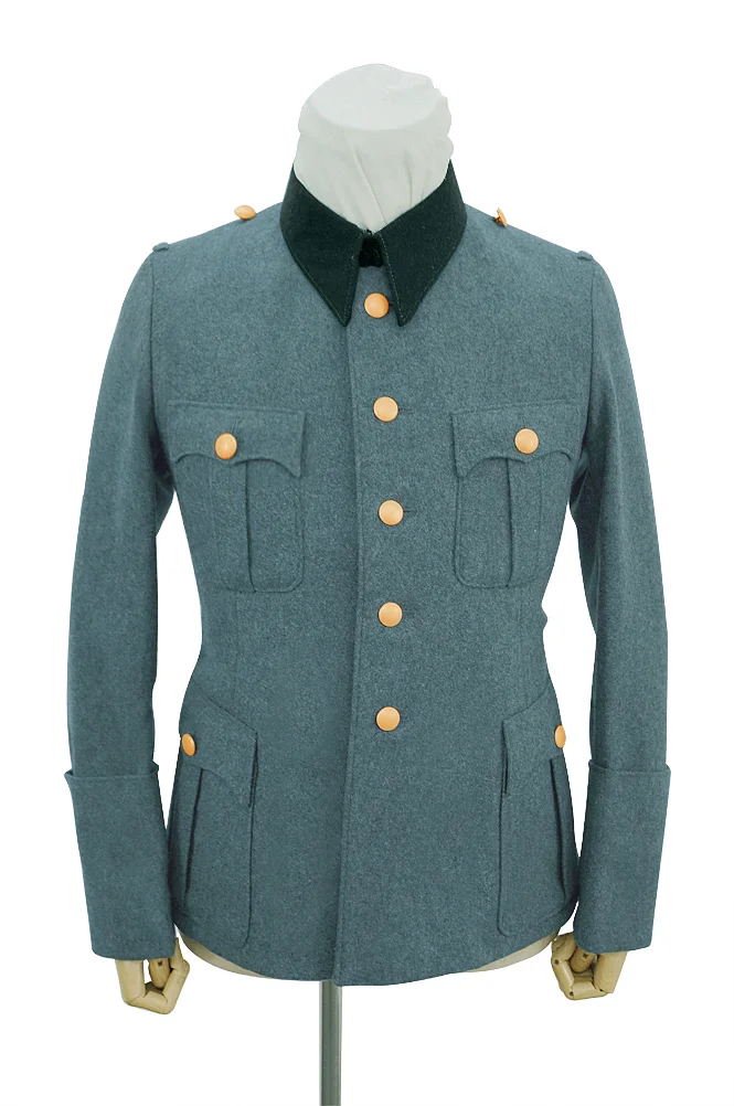   Polizei German General Officer Wool Service Tunic Jacket With Deep Green Collar 5 Buttons German-Uniform