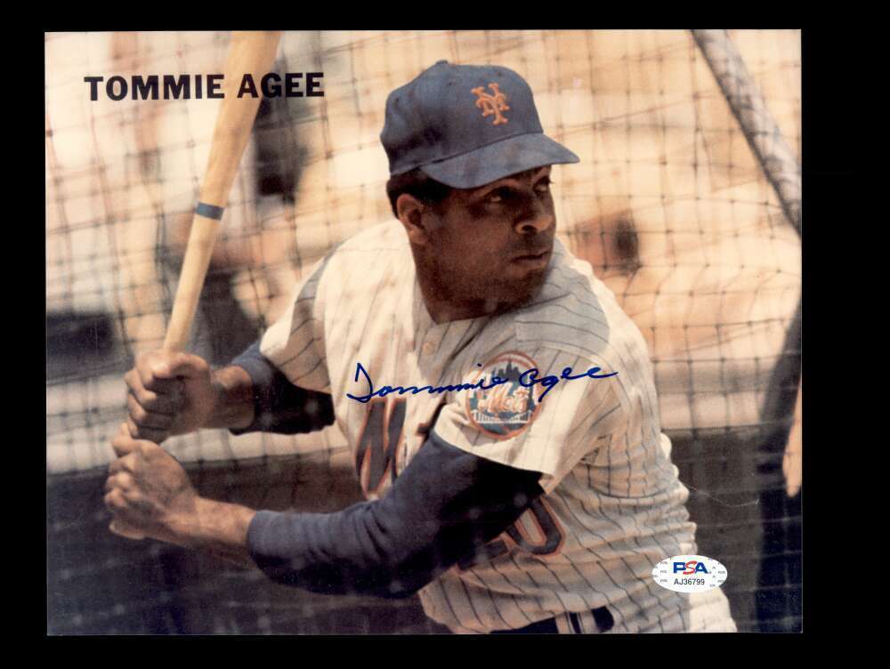 Tommie Agee PSA DNA Coa Signed 8x10 Photo Poster painting 69 Mets Autograph