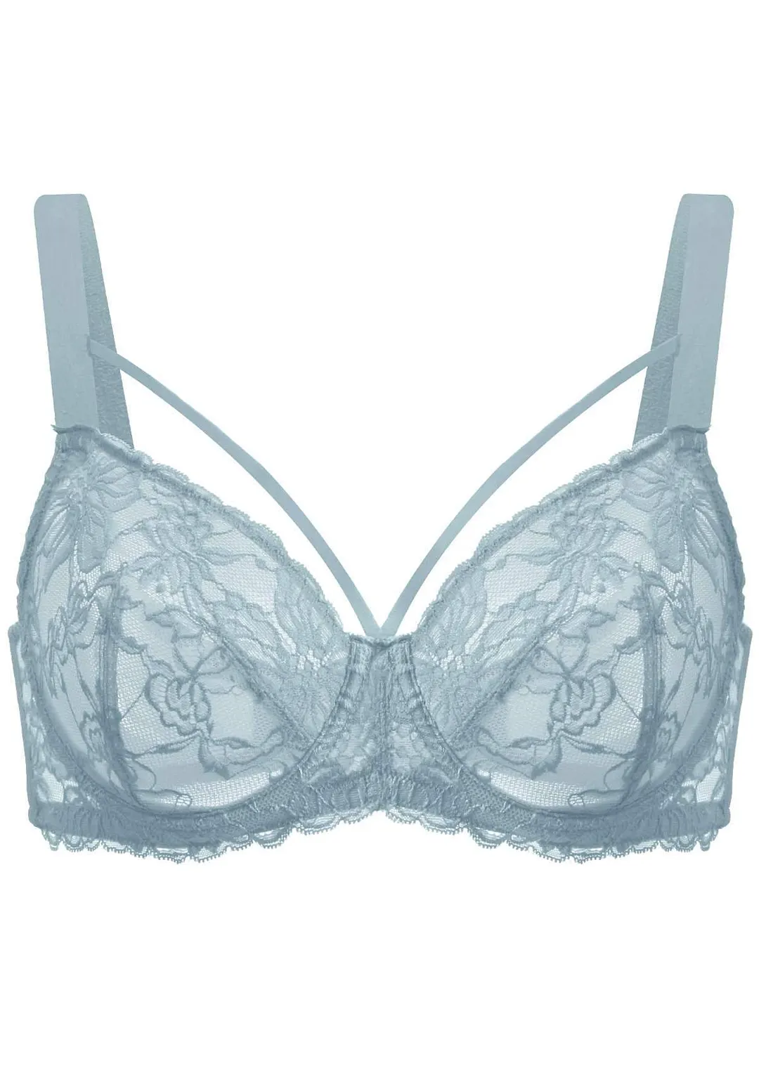 Pretty In Petals Black Unlined Strappy Lace Bra