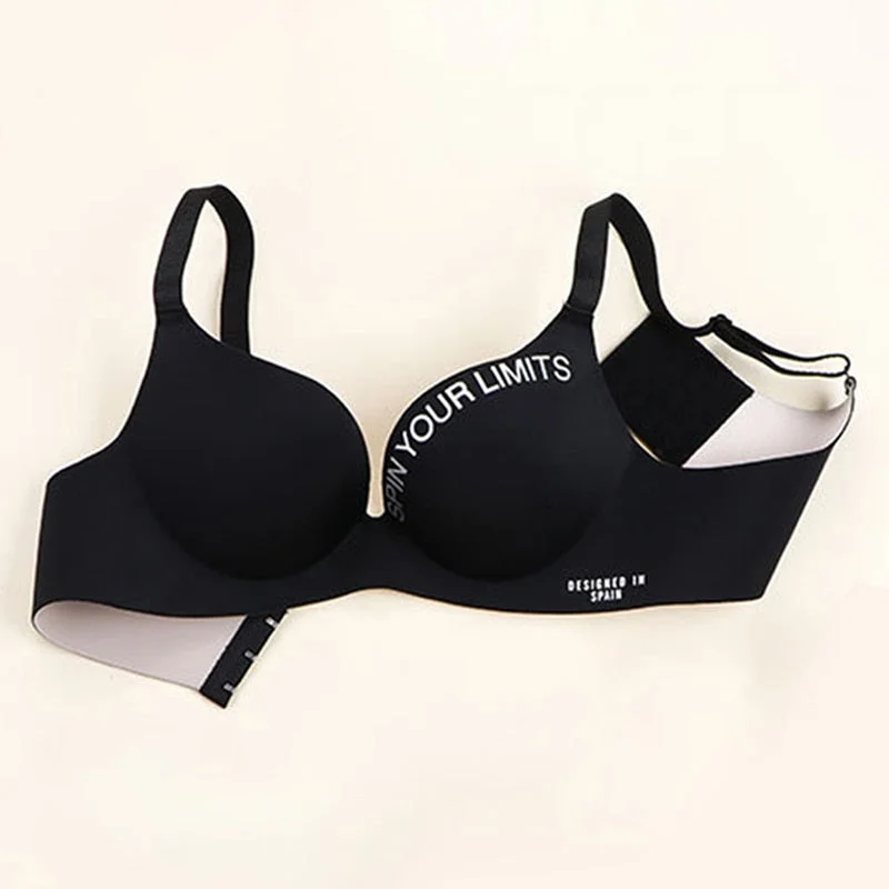 DERUILADY Fashion Letter Seamless Bra Bralette Comfort Wireless Bras For Women Underwear Adjustable Push Up Bra Sexy Lingerie
