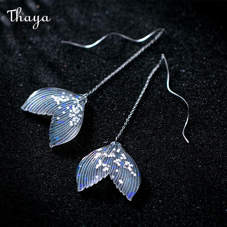 Thaya 925 Silver Transparent Fishtail Hoop Earrings