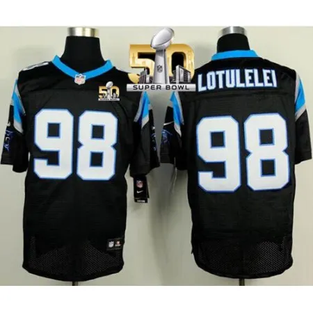 Panthers #98 Star Lotulelei Black Team Color Super Bowl 50 Men's Stitched NFL Elite Jersey